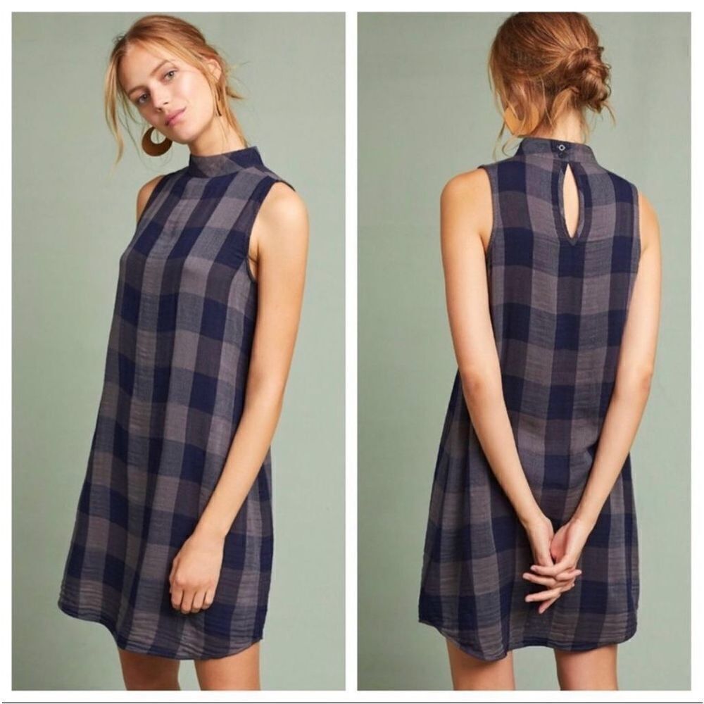 Anthropologie Cloth & Stone Plaid Swing Dress Size XS
